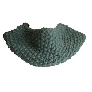 Handknit aqua all wool cowl neck warmer scarf one size